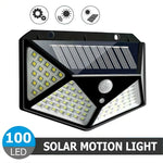 Foco Solar 100 LED IP65 con Sensor de Movimiento — 3 Modos Jardín y Exterior