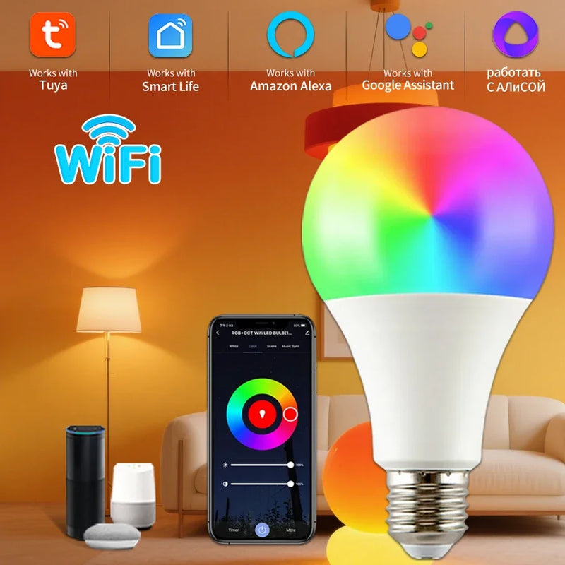 Bombilla LED Smart RGB E27 WiFi 110V — Tuya, Alexa y Google Home