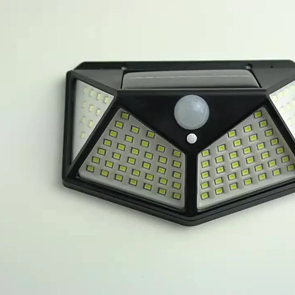 Foco Solar 100 LED IP65 con Sensor de Movimiento — 3 Modos Jardín y Exterior