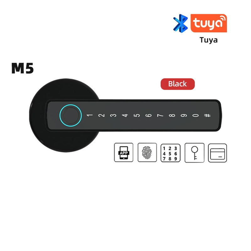 Pomo Biométrico Bluetooth Tuya — 5 Métodos de Acceso para Recámara y Oficina